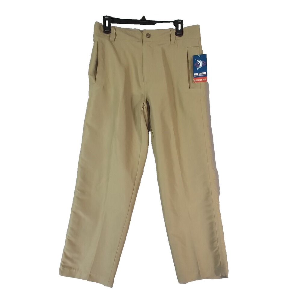 Reel Legends Expedition pants mens 32 x27 Khaki Tan Beige microfiber Dri-Fit NEW